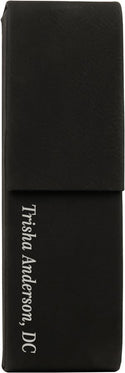 Black/Silver 6 1/2" x 2" Laserable Leatherette Double Pen Case