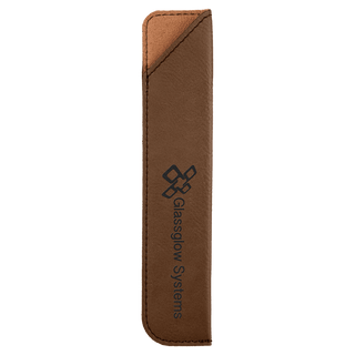 6 1/4" Dark Brown Laserable Leatherette Pen Sleeve