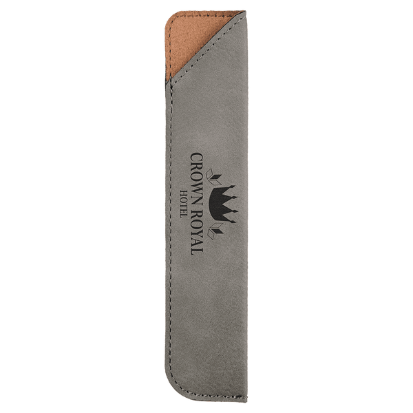 Gray 6 1/4" Laserable Leatherette Pen Sleeve