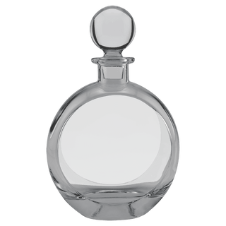 750mL Flat Round Glass Decanter with Black Gift Box and Printed Paper Sleve