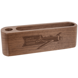 5 1/4" Walnut Business Card and Pen Holder