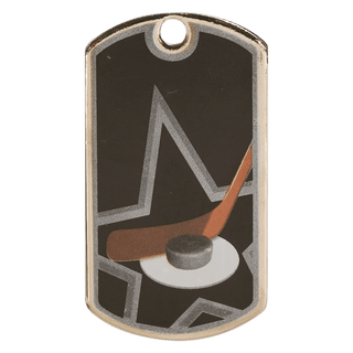 2" Black/Silver Hockey Laserable Star Dog Tag