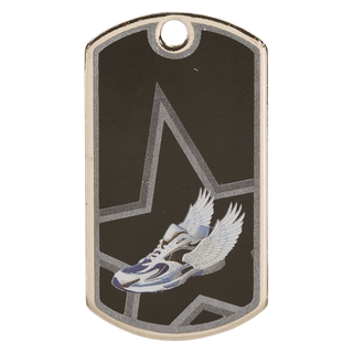 2" Black/Silver Track Laserable Star Dog Tag