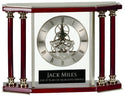 Silver 7 1/4" Executive 4-Pillar & Rosewood Piano Finish Clock