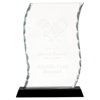 8 1/4" Scroll Facet Glass on Black Base