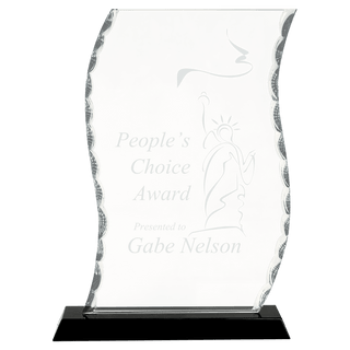 9 1/2" Scroll Facet Glass on Black Base