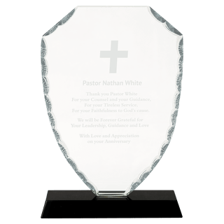 8 1/4" Shield Facet Glass on Black Base