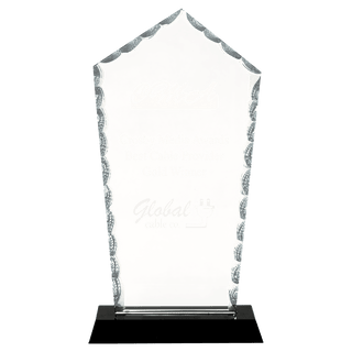 9 3/4" Diamond Facet Glass on Black Base