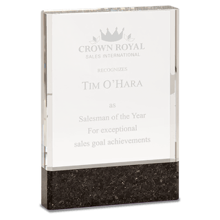 5" x 7" Clear Fusion Crystal Award with Genuine Black Marble