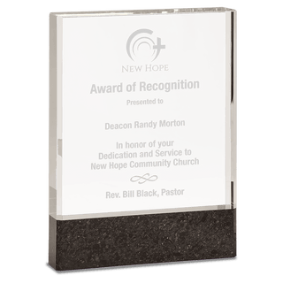 6" x 8" Clear Fusion Crystal Award with Genuine Black Marble