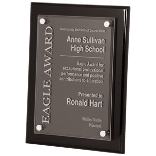 10 1/2" x 13" Black Piano Finish Floating Acrylic Plaque