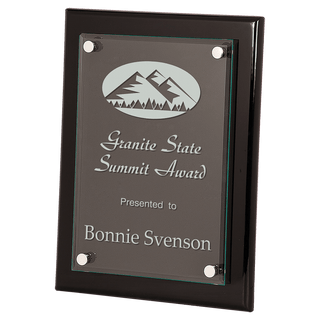 Black 9" x 12" Piano Finish Floating Glass Plaque