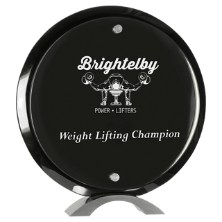 10" Round Black Piano Finish Floating Acrylic Standup