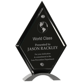 10" Diamond Black Piano Finish Floating Jade Glass Standup
