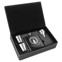 Black Stainless Steel Black Silver 6 oz. Laserable Leatherette Box