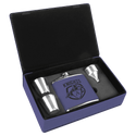 Purple 6 oz. Laserable Leatherette Flask Gift Set