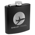 Black 6 oz. Matte Powder Coated Laserable Stainless Steel Flask