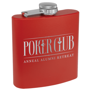 Red 6 oz. Matte Powder Coated Laserable Stainless Steel Flask