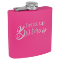 Pink 6 oz. Matte Powder Coated Laserable Stainless Steel Flask