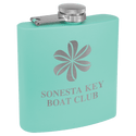Teal 6 oz. Matte Powder Coated Laserable Stainless Steel Flask