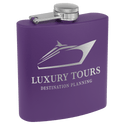 Purple 6 oz. Matte Powder Coated Laserable Stainless Steel Flask