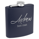 Navy Blue 6 oz. Matte Powder Coated Laserable Stainless Steel Flask