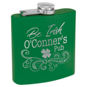 Green 6 oz. Matte Powder Coated Laserable Stainless Steel Flask
