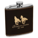 Black/Gold 6 oz. Laserable Leatherette Stainless Steel Flask