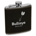 Black/Silver 6 oz. Laserable Leatherette Stainless Steel Flask