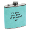 Teal 6 oz. Laserable Leatherette Stainless Steel Flask