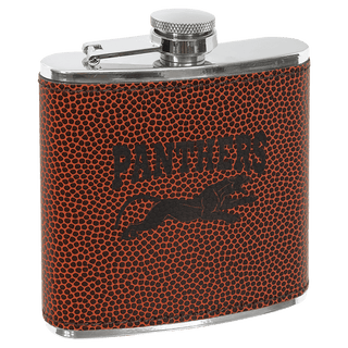 6 oz. Football Laserable Leatherette Stainless Steel Flask