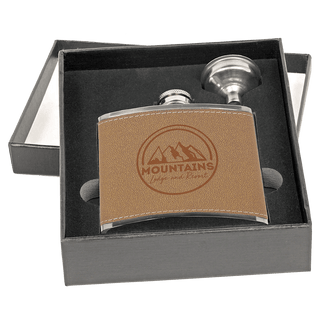 Black 2 6 oz. Leather Flask Set in Presentation Box