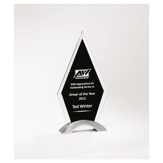5 1/8"x 9 1/2" Beveled Clear Glass with Black Silkscreen and Silver Aluminum Accent Base