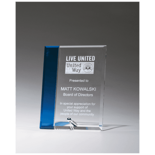Clear Glass with Sapphire Blue Highlight and Silver 4" x 6" Plated Easel Post