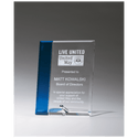 Clear Glass with Sapphire Blue Highlight and Silver 5" x 7" Plated Easel Post