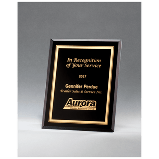 Black Glass Plaque with Gold 5" x 7" Border and Easel Back