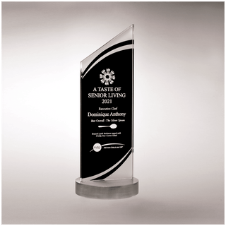 3 1/2" x 10 7/8" x 3/8" Thick Zenith Series Black Silkscreened Glass with Frosted Accents, Heavy Aluminum Base