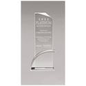 Silver Contemporary Clear 3 7/8" x 8 1/2" x 1/2" Thick Glass Award, Arched Base with Matte Metallic Finish