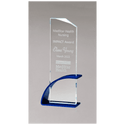 Blue Contemporary Clear 3 7/8" x 10 1/8" x 1/2" Thick Glass Award, Arched Base with Matte Metallic Finish