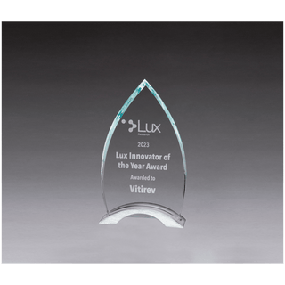 4 3/4" x 8" x 3/8" Thick Flame Series Clear Glass Top with Brushed Silver  Aluminum Base