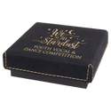 Black/Gold 3 1/2" x 3 1/2" Medal Box with Laserable Leatherette Lid