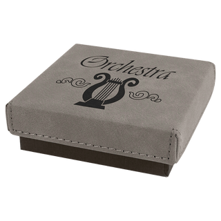 Gray 3 1/2" x 3 1/2" Medal Box with Laserable Leatherette Lid