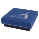 Blue/Silver 3 1/2" x 3 1/2" Medal Box with Laserable Leatherette Lid