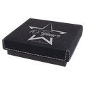 Black/Silver 4" x 4" Medal Box with Laserable Leatherette Lid