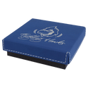 Blue/Silver 4" x 4" Medal Box with Laserable Leatherette Lid
