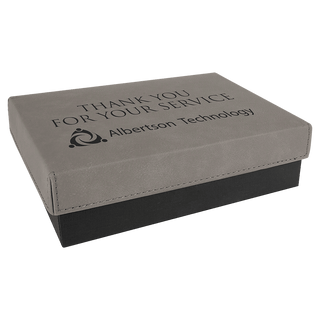 Gray 7 3/8" x 5 3/4" Gift Box with Laserable Leatherette Lid