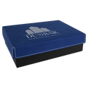 Blue/Silver 7 3/8" x 5 3/4" Gift Box with Laserable Leatherette Lid