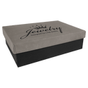 Gray 9 7/8" x 7 1/8" Gift Box with Laserable Leatherette Lid