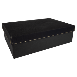 12" x 8" Black/Gold Gift Box with Laserable Leatherette Lid