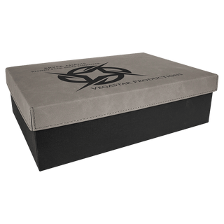Gray 11 3/4" x 7 3/4" Gift Box with Laserable Leatherette Lid